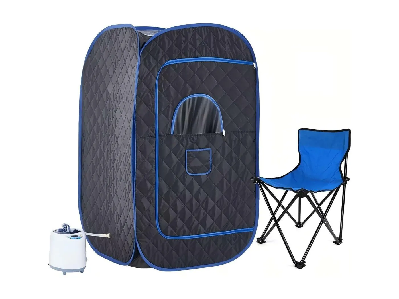 Dampf -Sauna -Kabine, 1000W -faltbare Sauna, mit Fernbedienung und Begasungsinstrument und Klappstuhl, Spa -Zelt, 80x80x135 cm