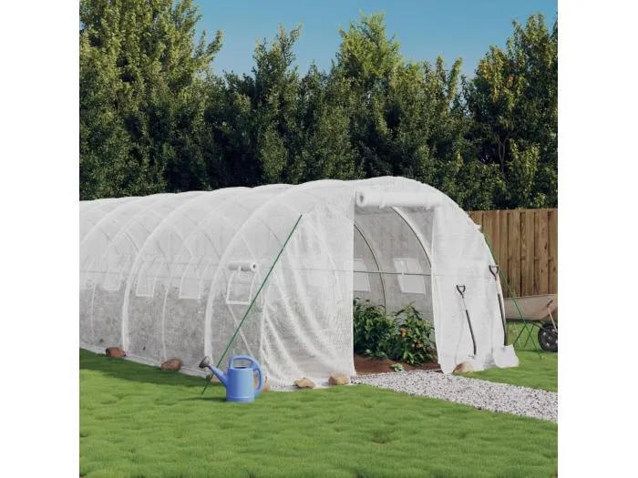 Gewächshaus mit Stahlrahmen Weiß 36 m² 12x3x2 m