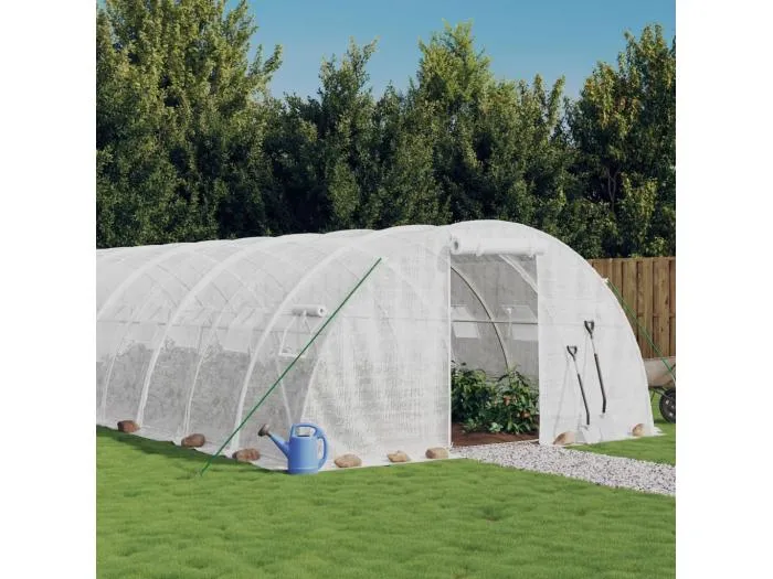 Gewächshaus mit Stahlrahmen Weiß 32 m² 8x4x2 m