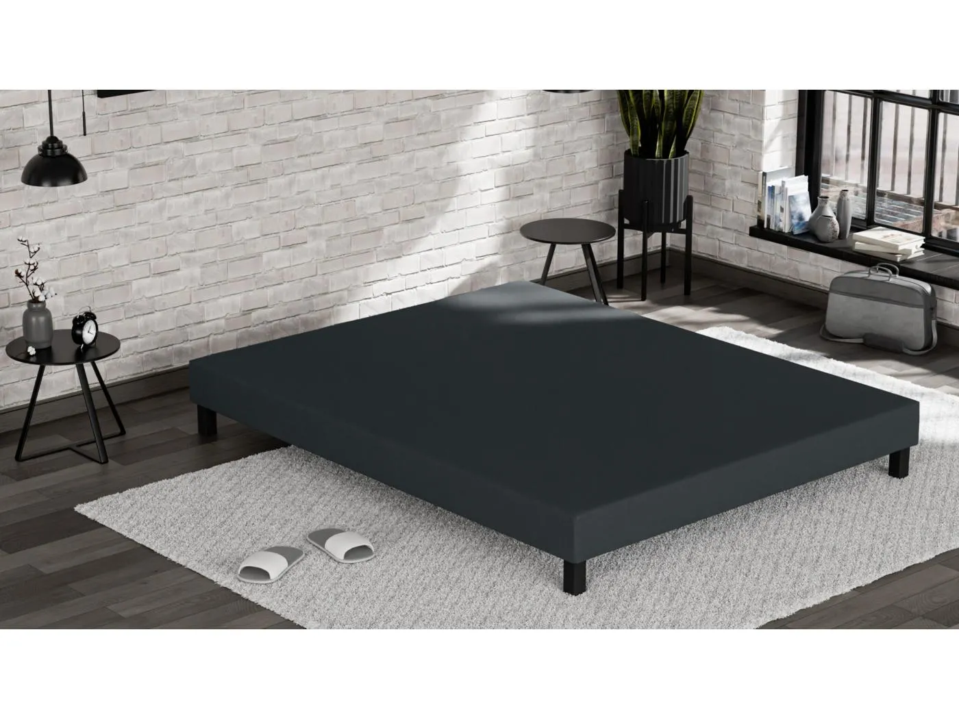 Douce Lune® gepolsterte Bettfeder Anthrazit 140 x 190 cm