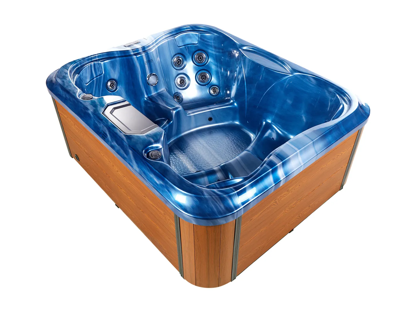 Luxus Outdoor Whirlpool Spa für 4 Personen mit LED Regenschutz blau Arcelia