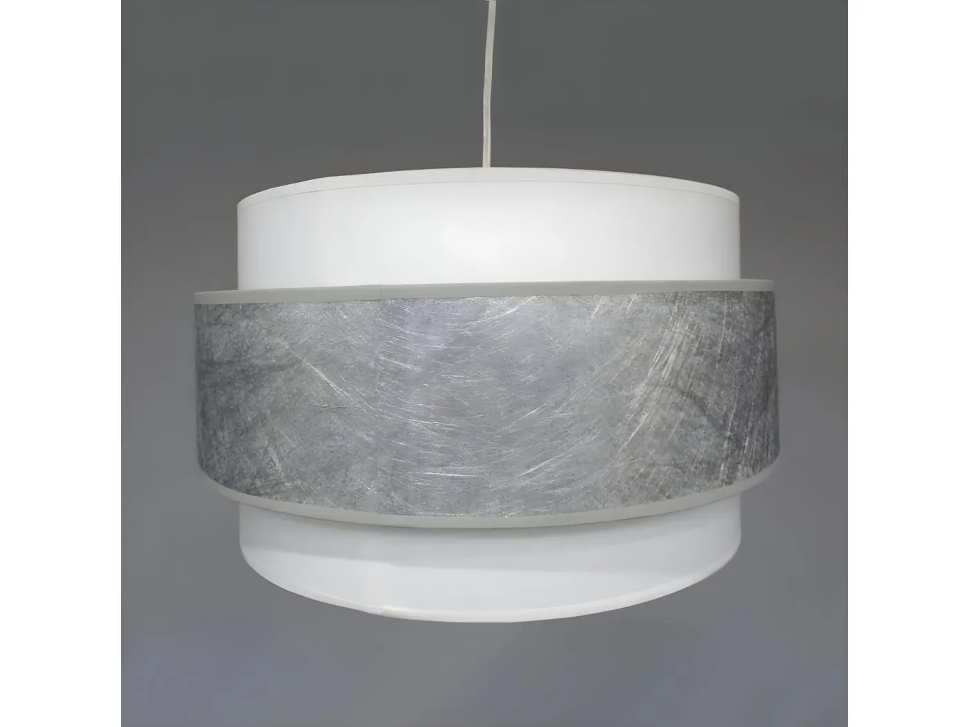 Pendelleuchte Medina mit grauem Streifen und weißem Leinenlampenschirm 1xE27 ø40cm