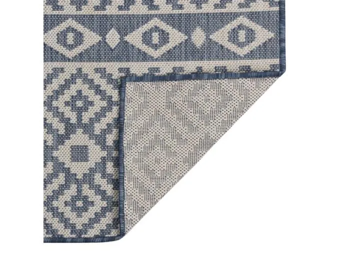 Christiaan  Outdoor-Teppich Flachgewebe 100x200 cm Blau Gestreift