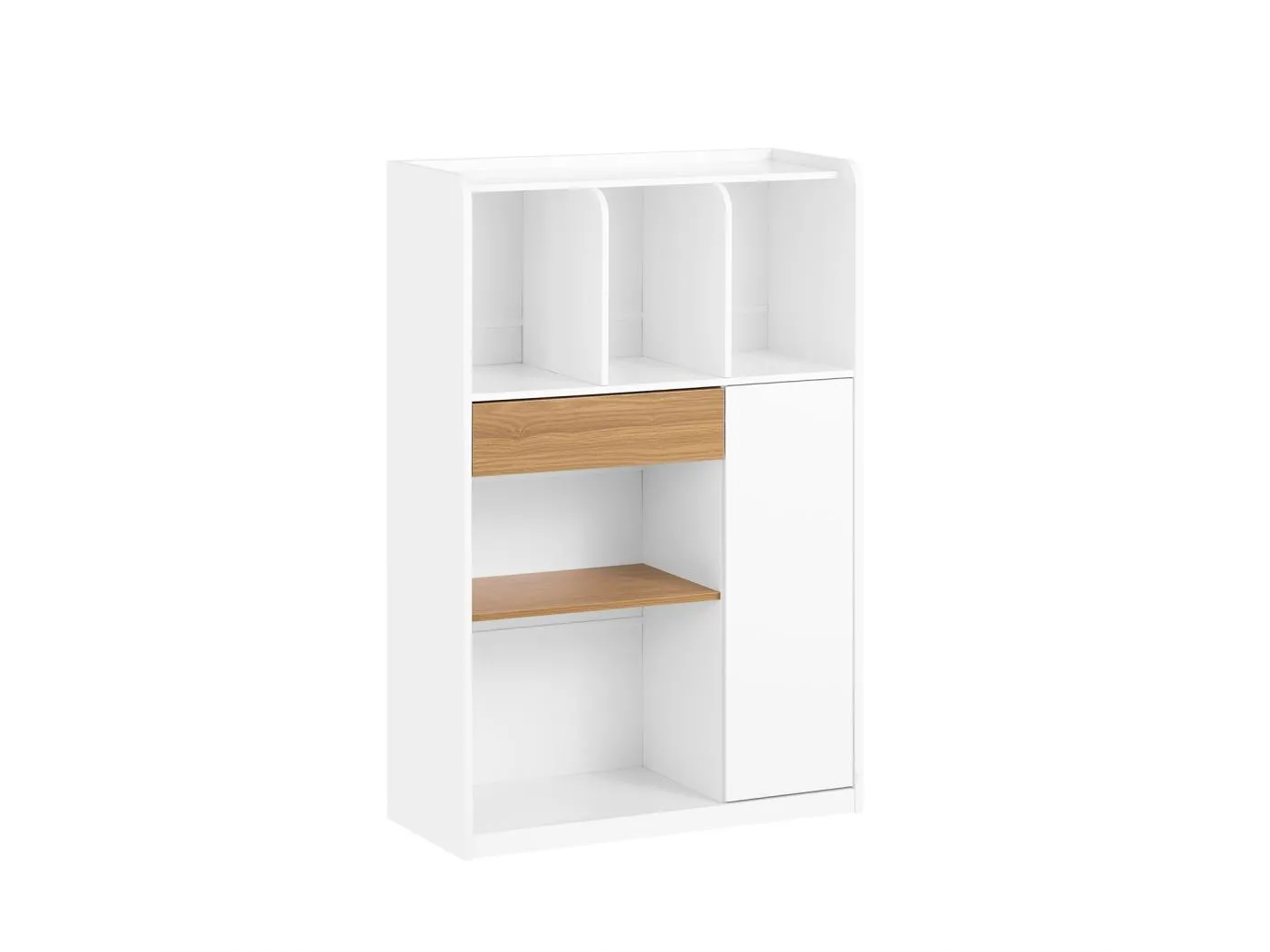 SoBuy STR11-WN - Bücherregal mit Schubladen Weiß-Natur B72cm x B30cm x H109.7cm