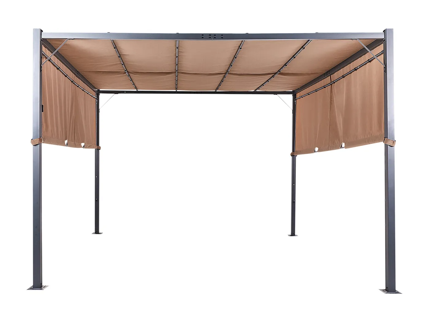 Pergola mit LED-Beleuchtung Stahl braun 310 x 310 cm PARGA