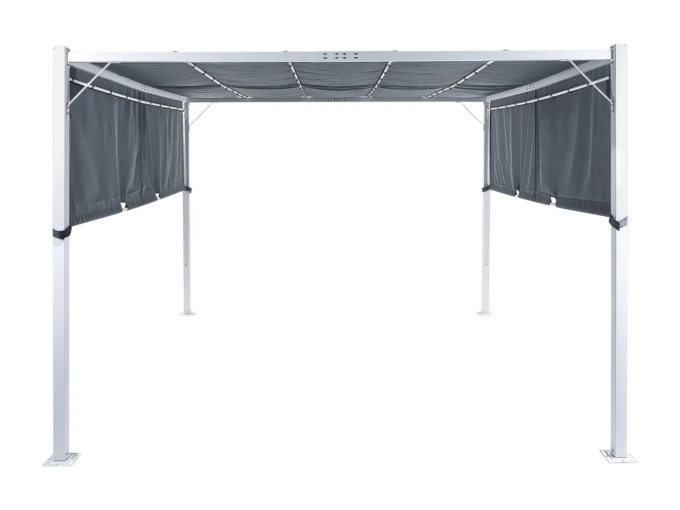 Pergola mit LED-Beleuchtung Stahl grau 310 x 310 cm PARGA