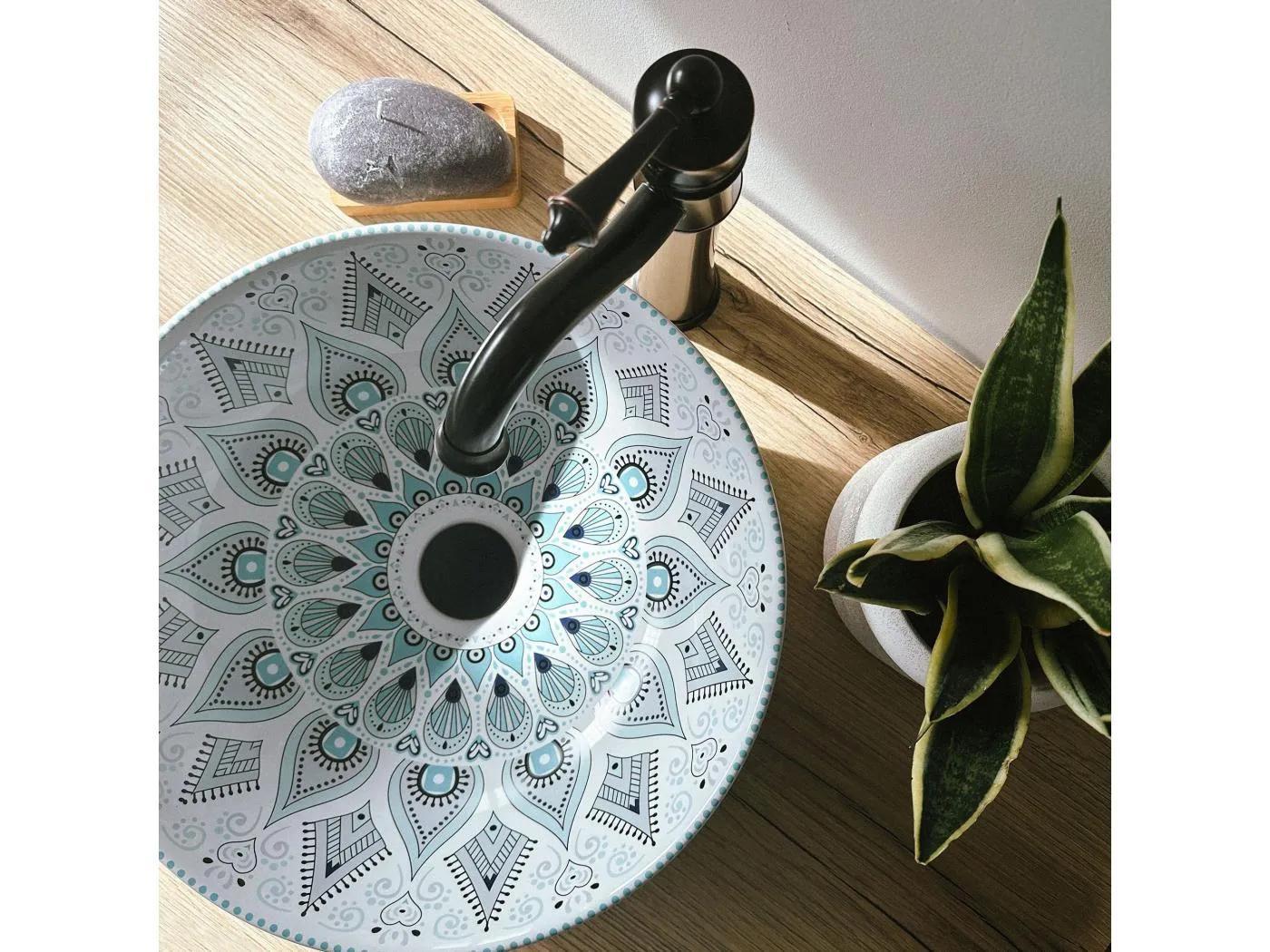 Aufsatzwaschbecken Rea Mandala White Blue