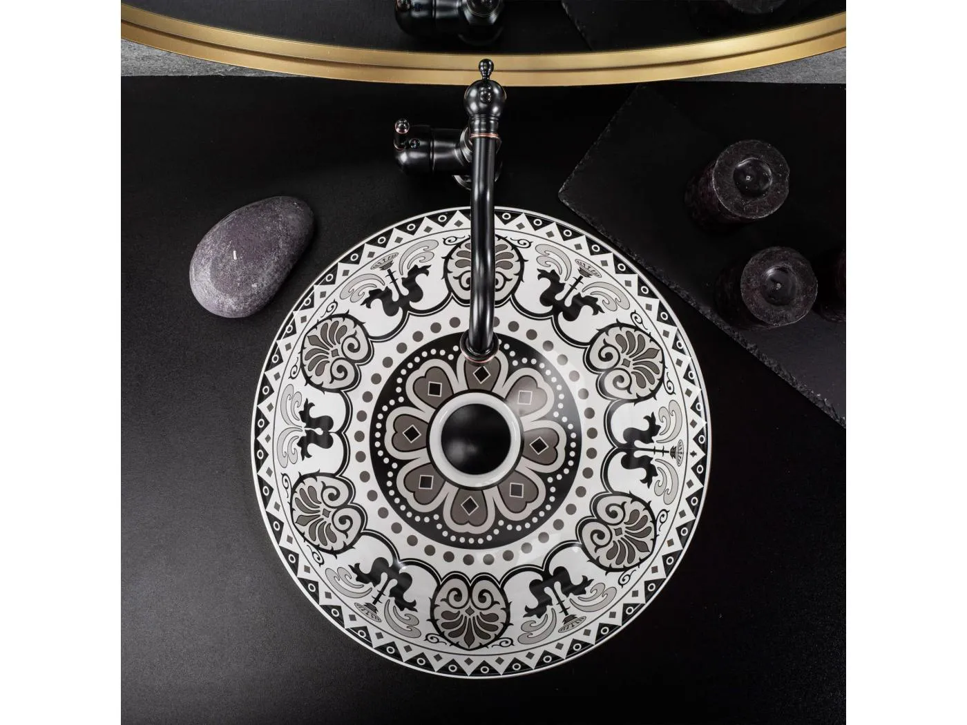 Aufsatzwaschbecken Rea Etno White Black