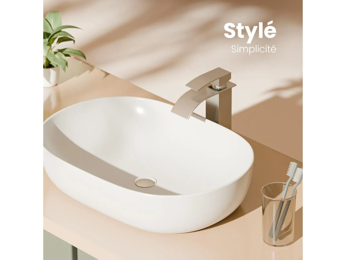 WASCHBECKEN Abgerundete Ecken Mattweiß 60/41.5/13.5 cm