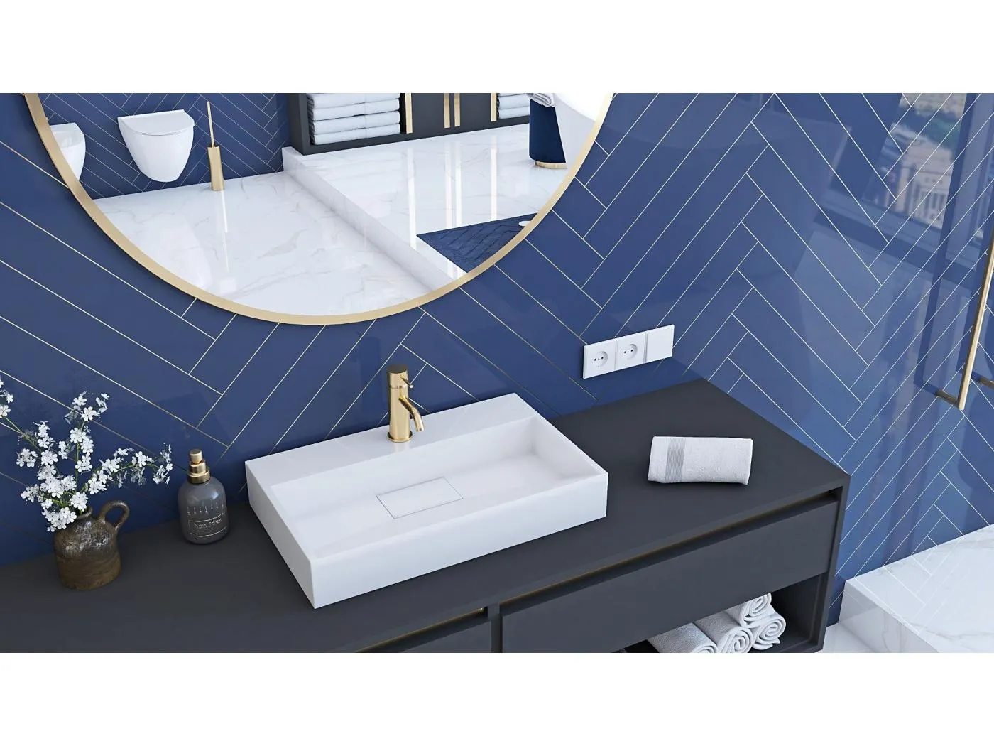 Waschbecken Konglomerat Rea Goya 50 White