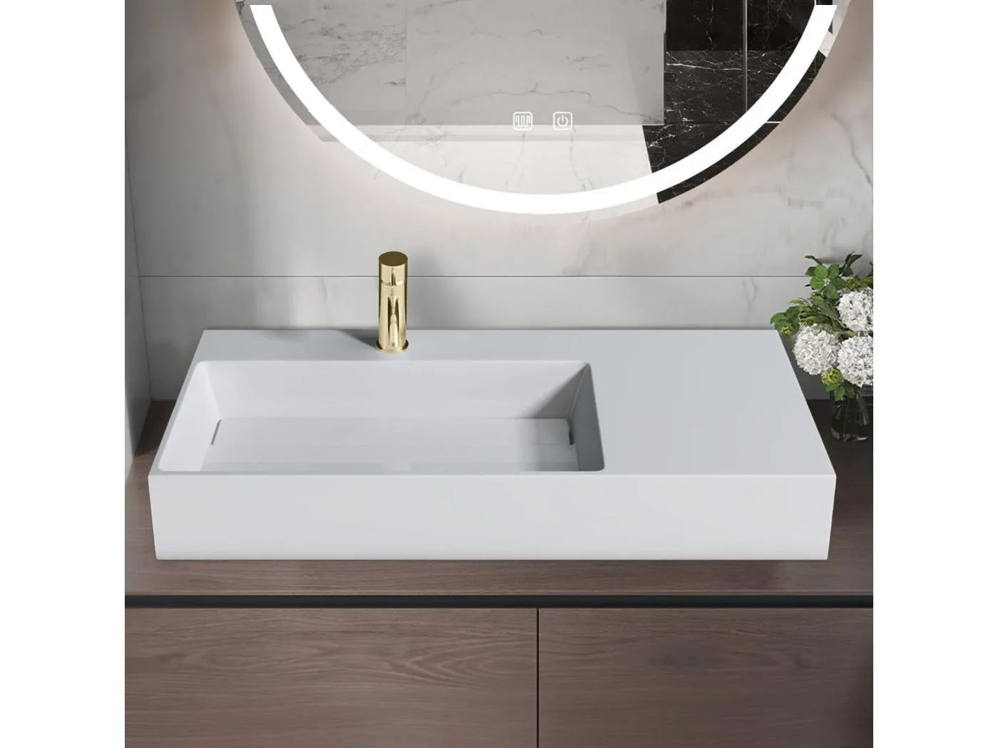 Waschbecken Konglomerat Rea Archi 90 White