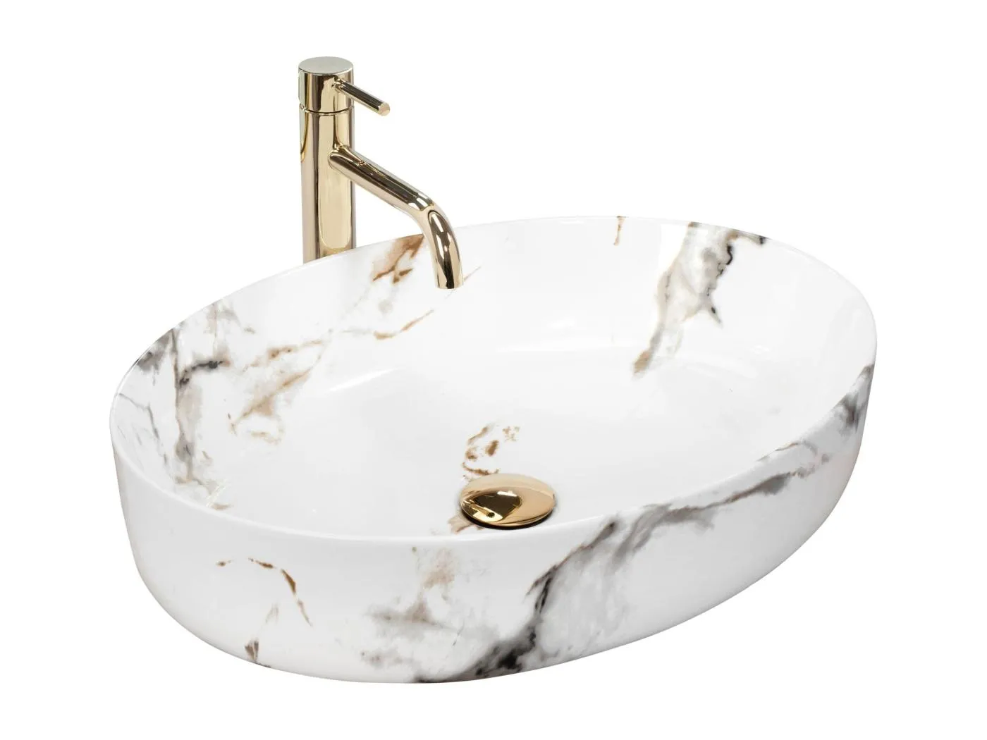 Aufsatzwaschbecken Rea Queen Carrara Shiny White
