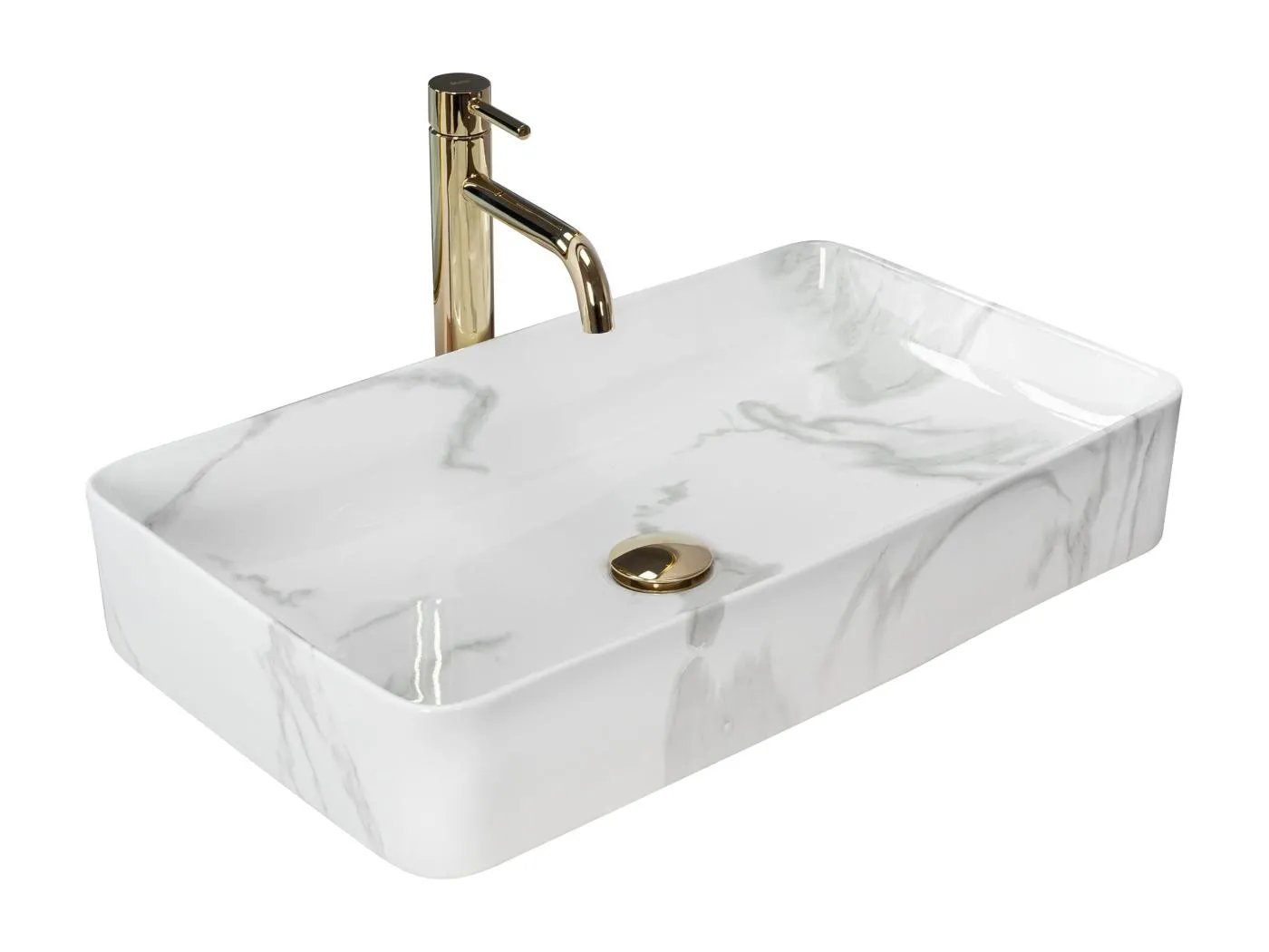 Aufsatzwaschbecken Rea Denis Marmo Shiny White