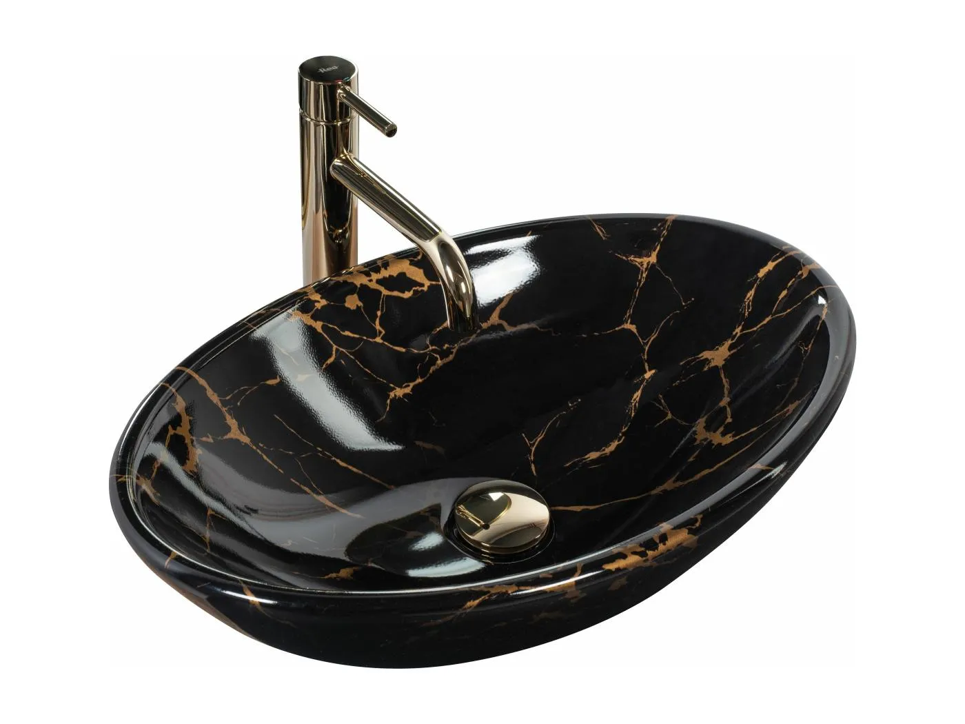 Aufsatzwaschbecken Rea Pamela Marble Shiny Black