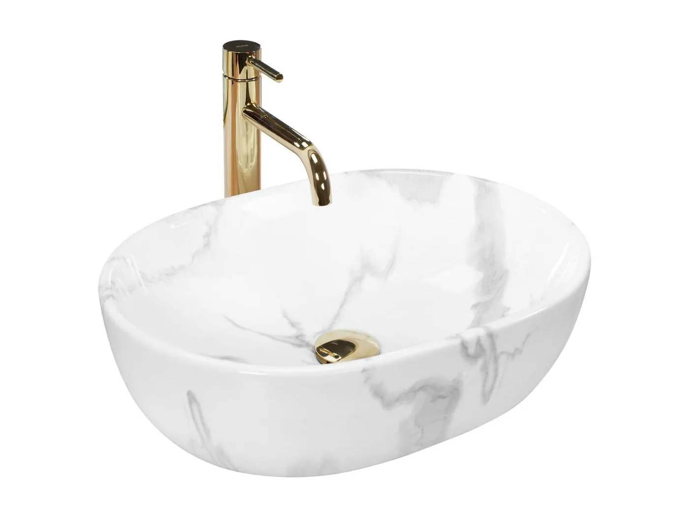 Aufsatzwaschbecken Rea Amelia Marmo Shiny White