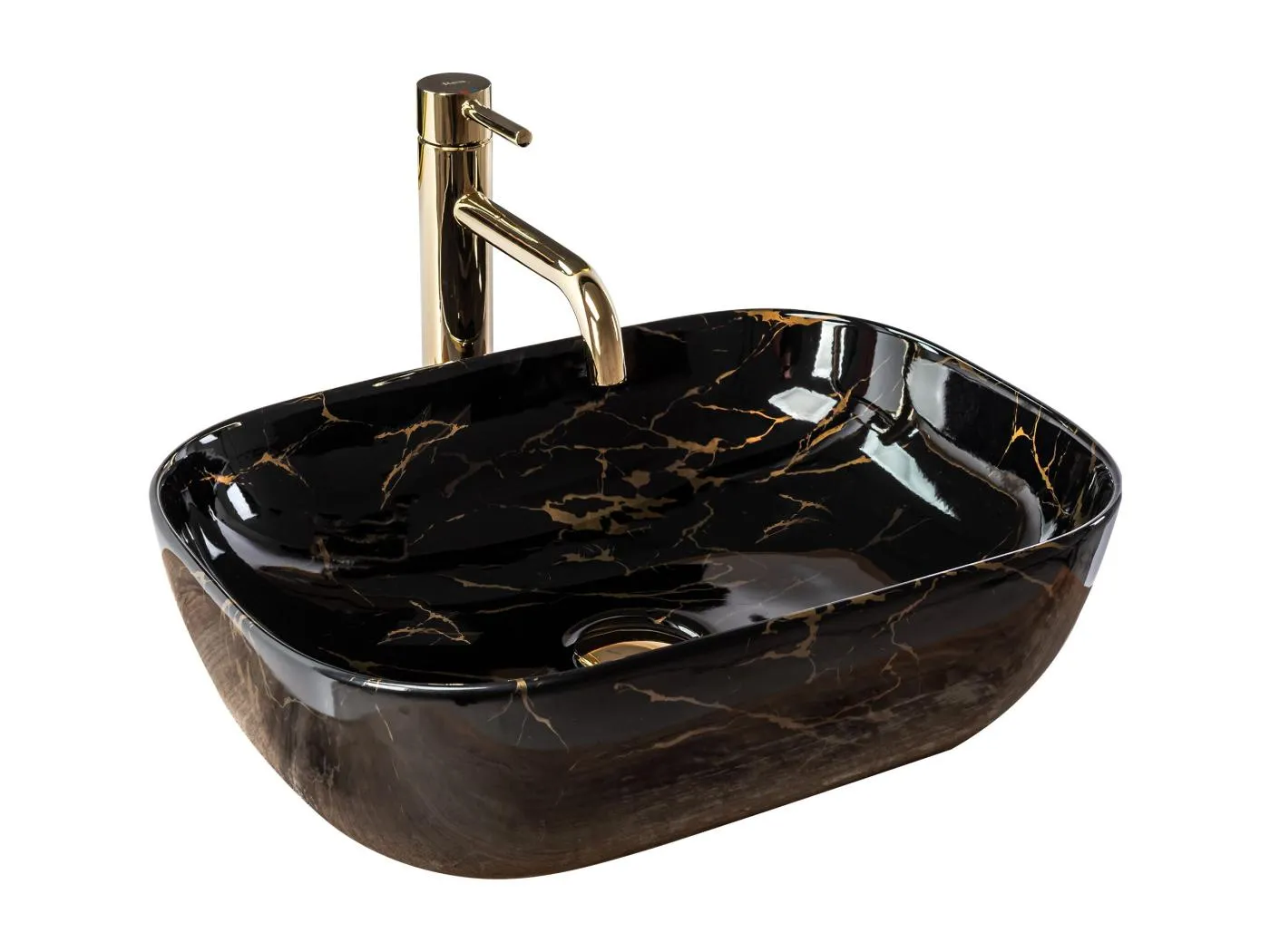 Aufsatzwaschbecken Rea Belinda Marble Shiny Black