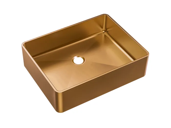 Luisa waschbecken 48x37 aus Edelstahl gebürstetes Kupfer Essebagno
