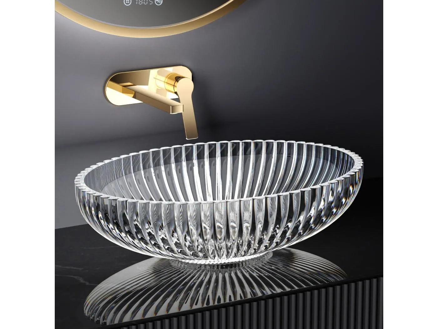 EMKE Ovaler Waschtisch aus Transparentem Glas zur Aufsatzmontage | 510 x 350 x 150 mm - Modernes Design