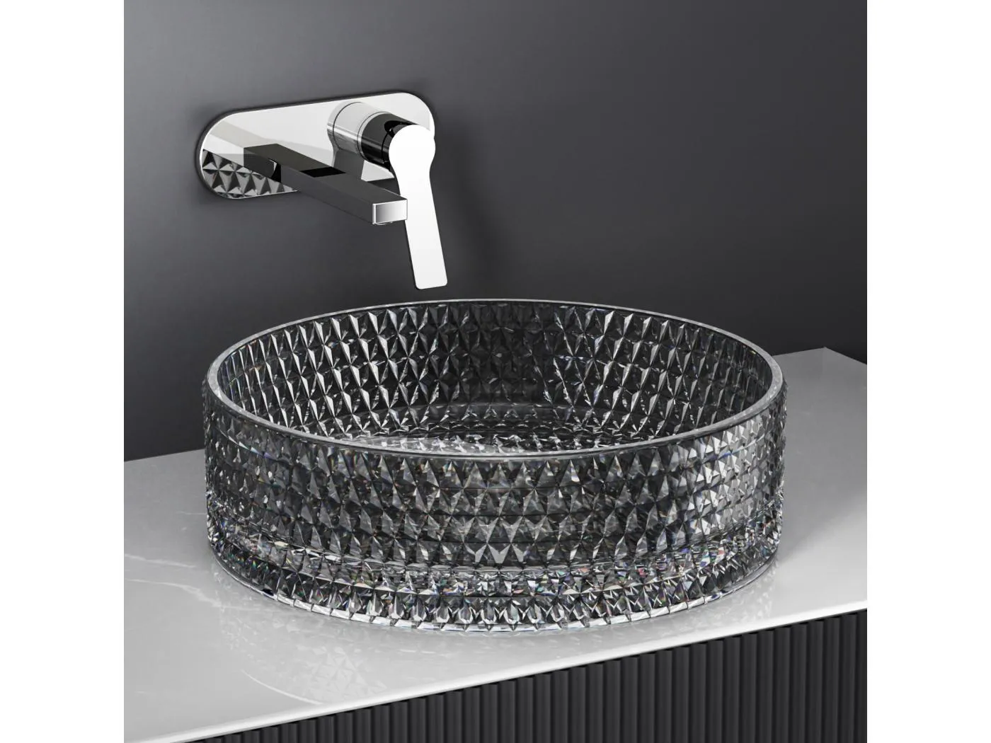 EMKE Waschbecken Glas Aufsatzwaschbecken Glaswaschbecken Handwaschbecken Rund Waschschale Schwarz 360 x 360 x 112 mm