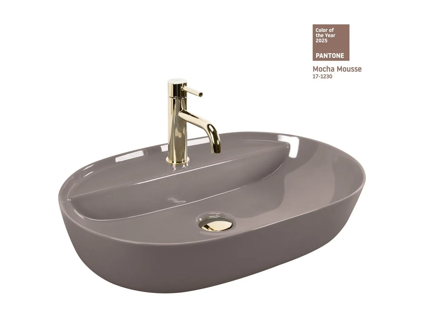 Aufsatzwaschbecken Rea Aura 61 Shiny Beige
