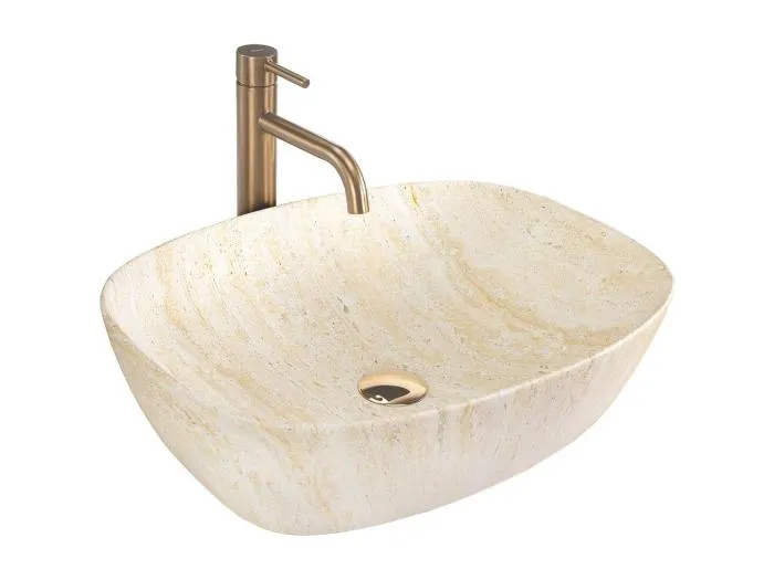 Aufsatzwaschbecken Rea Freja Travertine Matt Beige