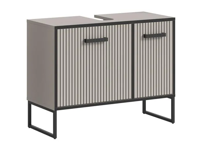 Bagno Waschbeckenunterschrank 2 Türen hellgrau, cremefarben.