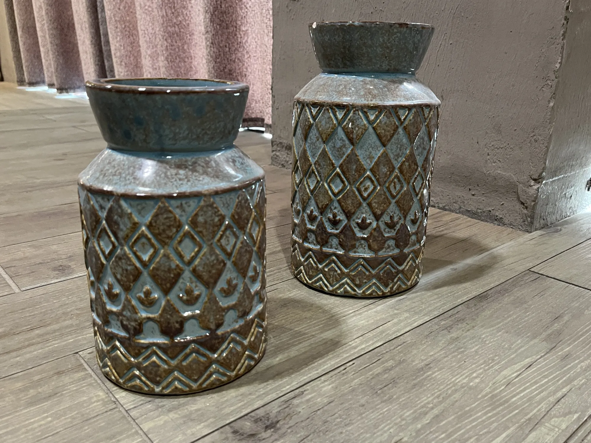 Keramikvase 'Olan', blau-braun, Ø 14,5 cm, H 21,5 cm