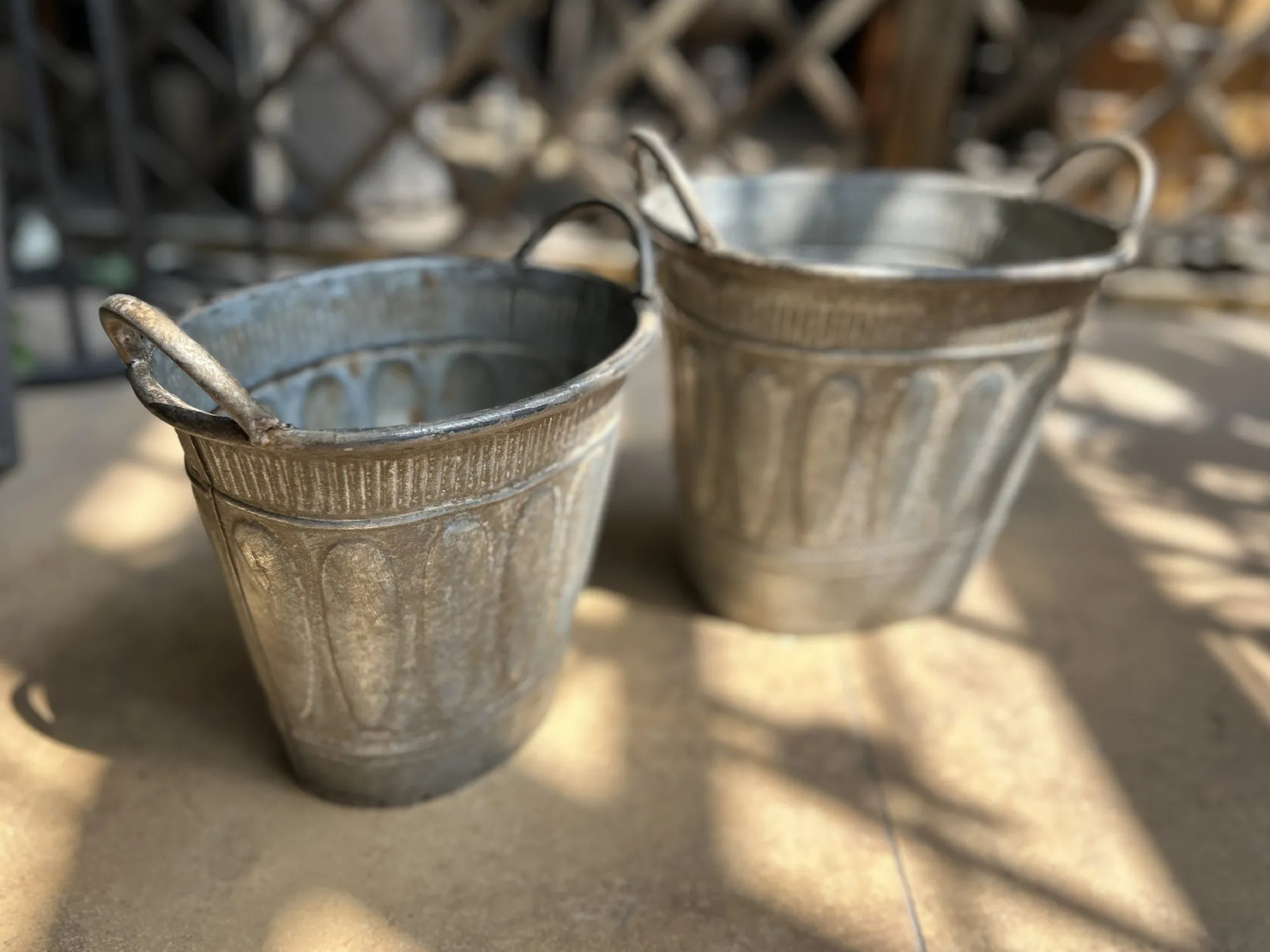 2er-Set Henkelbehälter aus Zinkblech