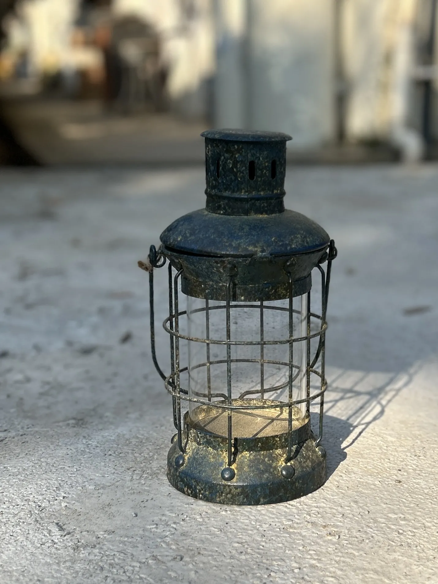 Laterne antik, H 26,5 cm, Ø 13 cm