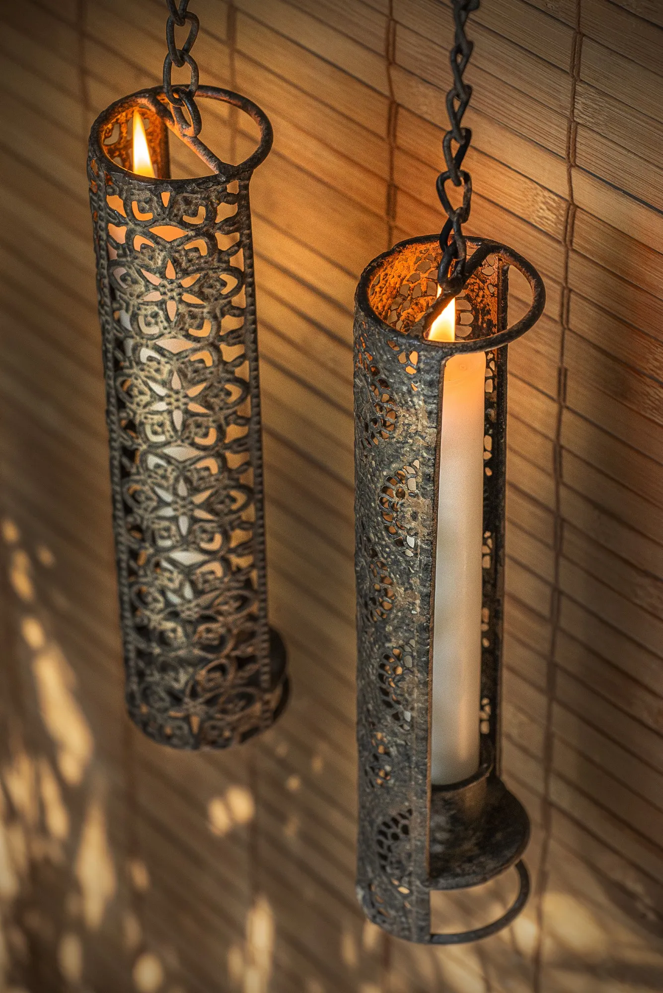 Kerzenhalter zum Hängen, aus Eisen, Ø 5 cm, H 21,5 cm