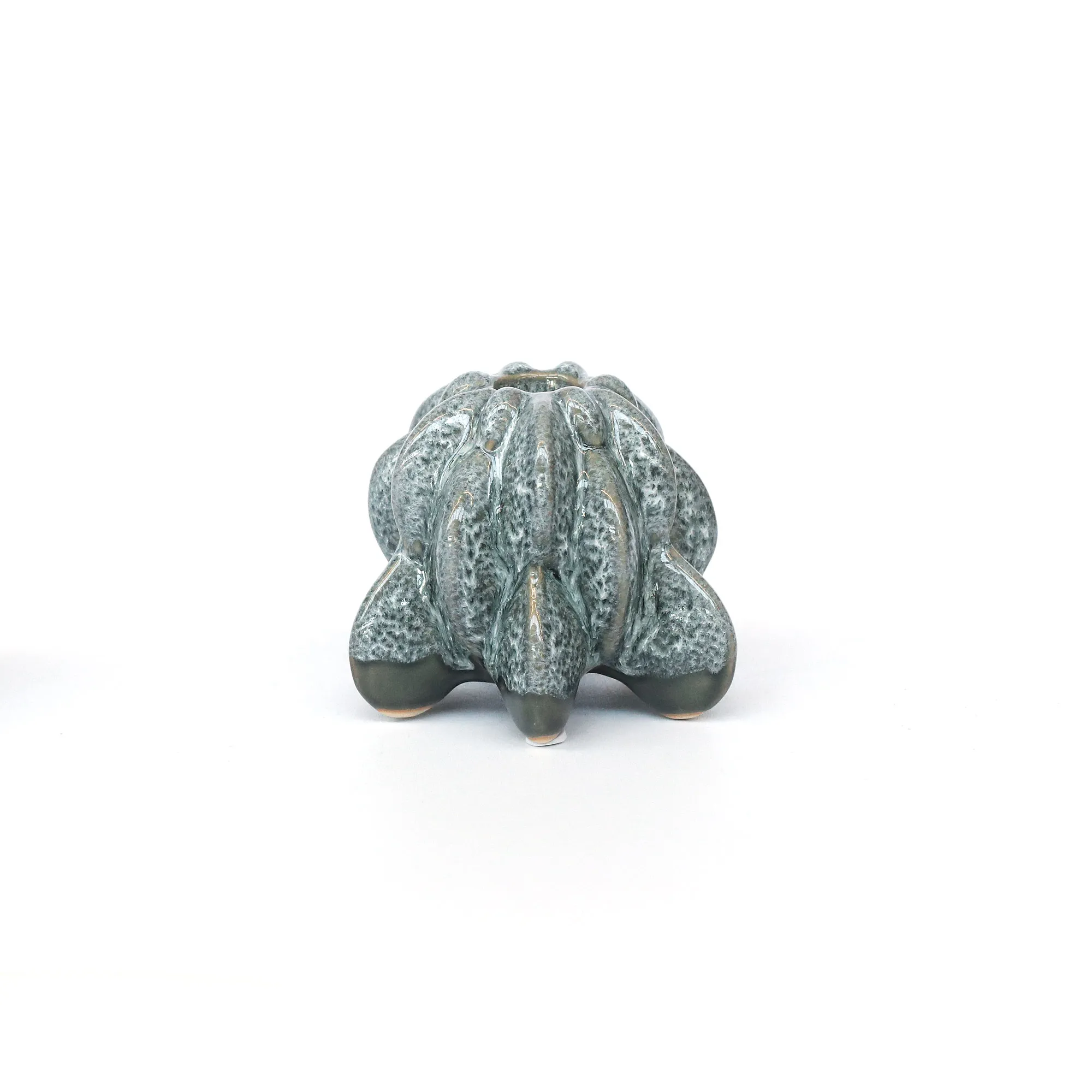 Keramik-Kerzenhalter, grau, B 10 cm, L 9,5 cm, H 8,3 cm