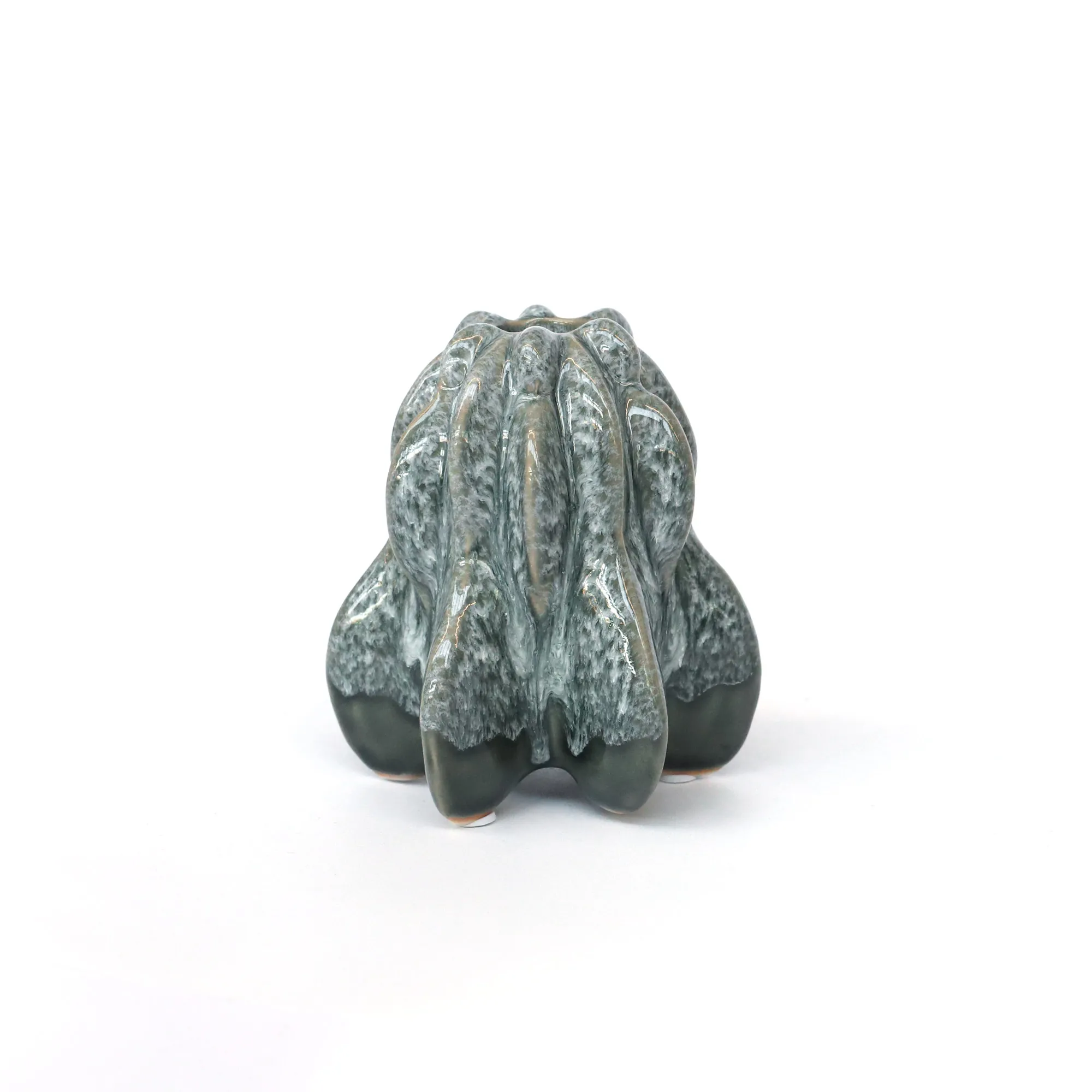 Keramik-Kerzenhalter, grau, B 10,6 cm, L 9,5 cm, H 11,5 cm