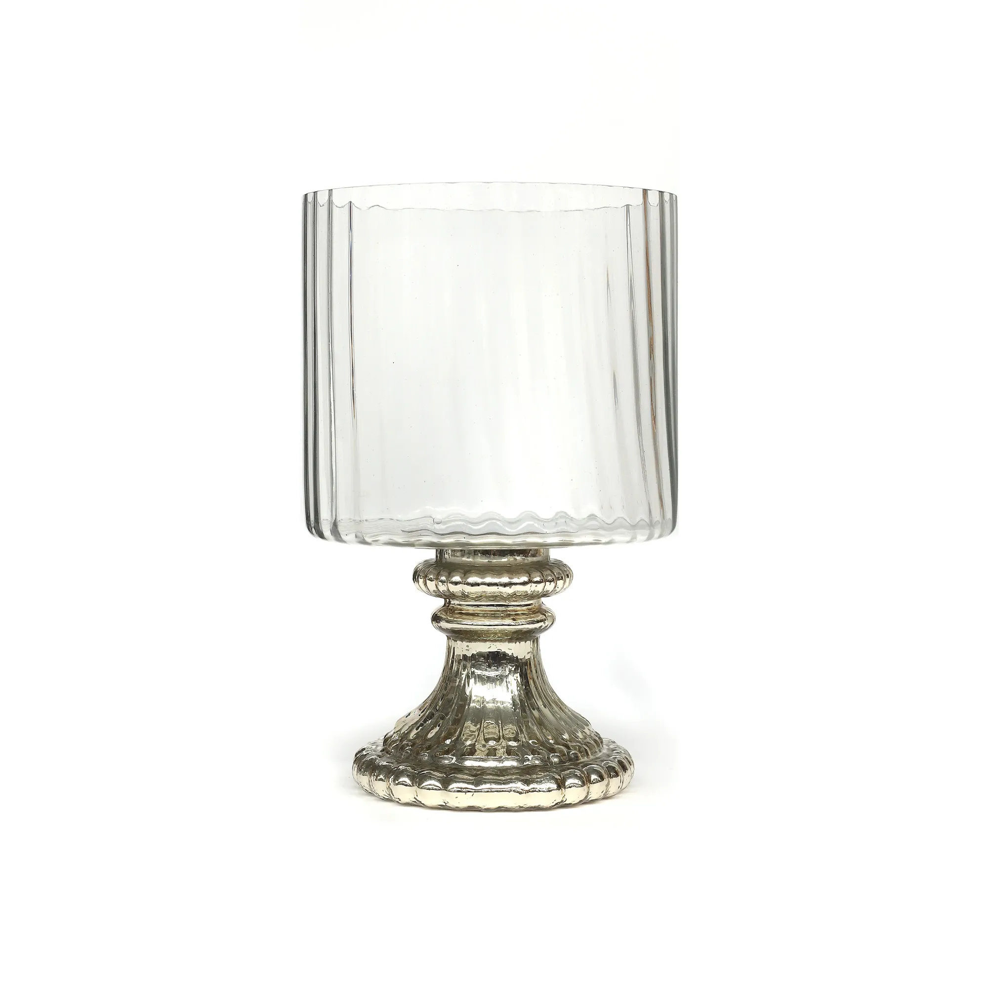 Teelichthalter 'Pokal', silber, Ø 15 cm, H 25 cm