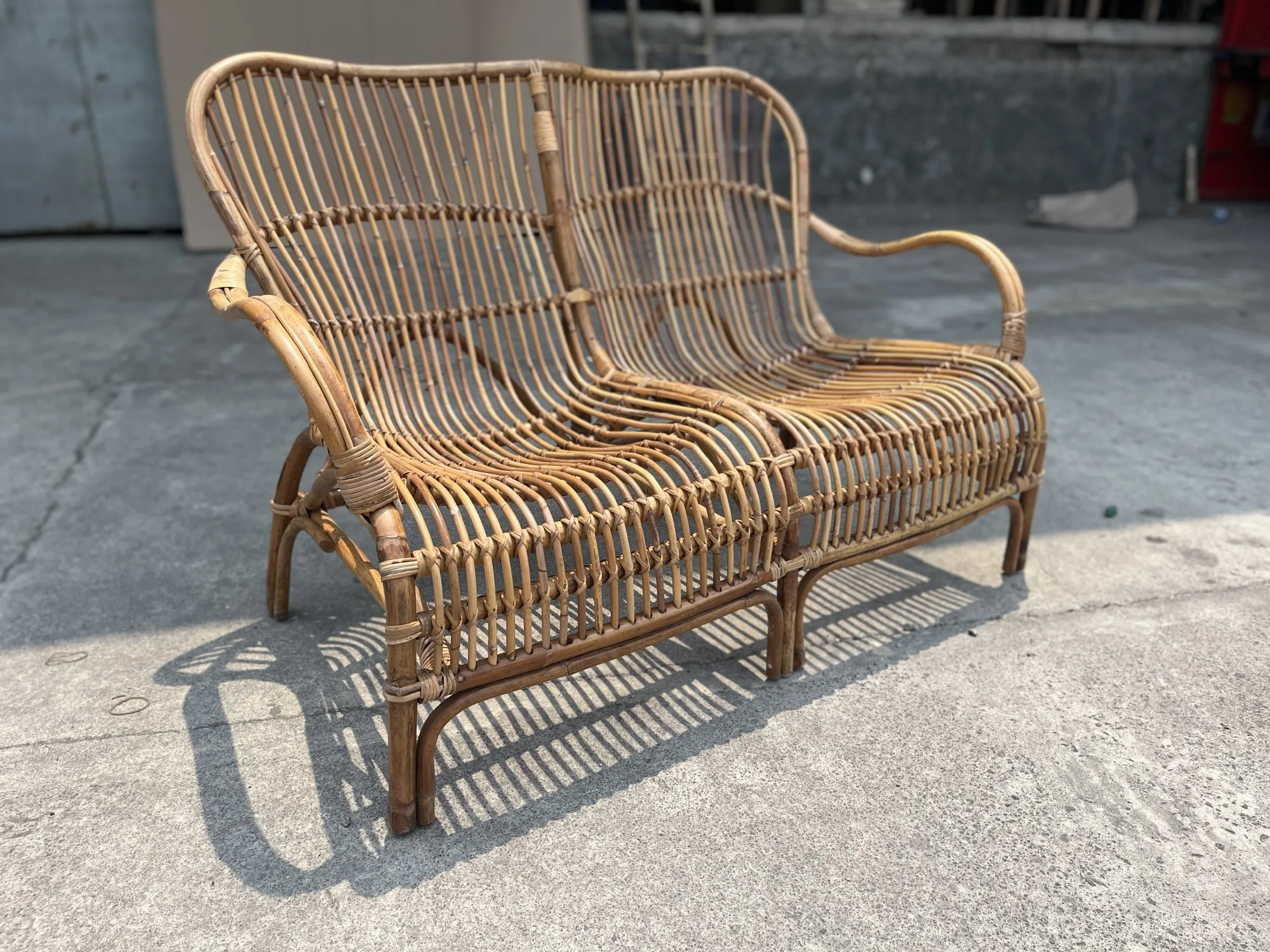 Bank 'Ewaldson', aus Rattan, B 126 cm, L 82 cm, H 85 cm