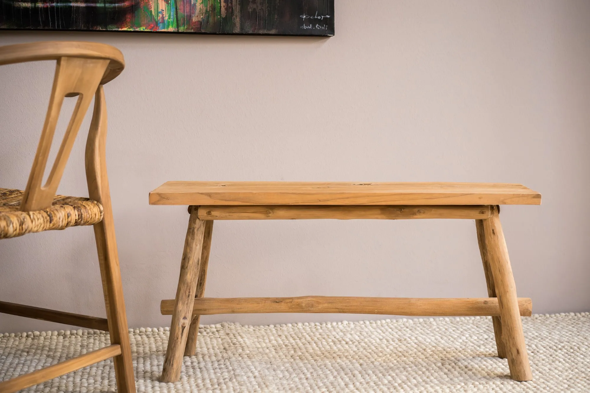 Bank 'Jalantibu' aus Teak, natur, B 90 cm, H 45cm, L 25 cm