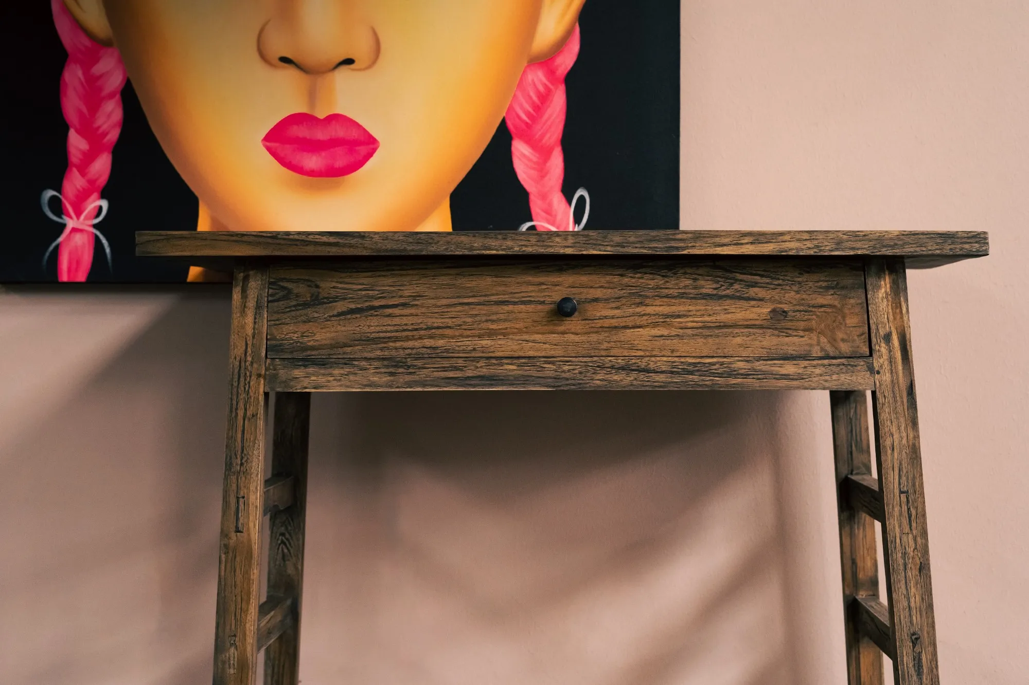 Konsolentisch 'Candten' mit Schublade, Teakholz natur, B 100 cm, L 40 cm, H 80 cm