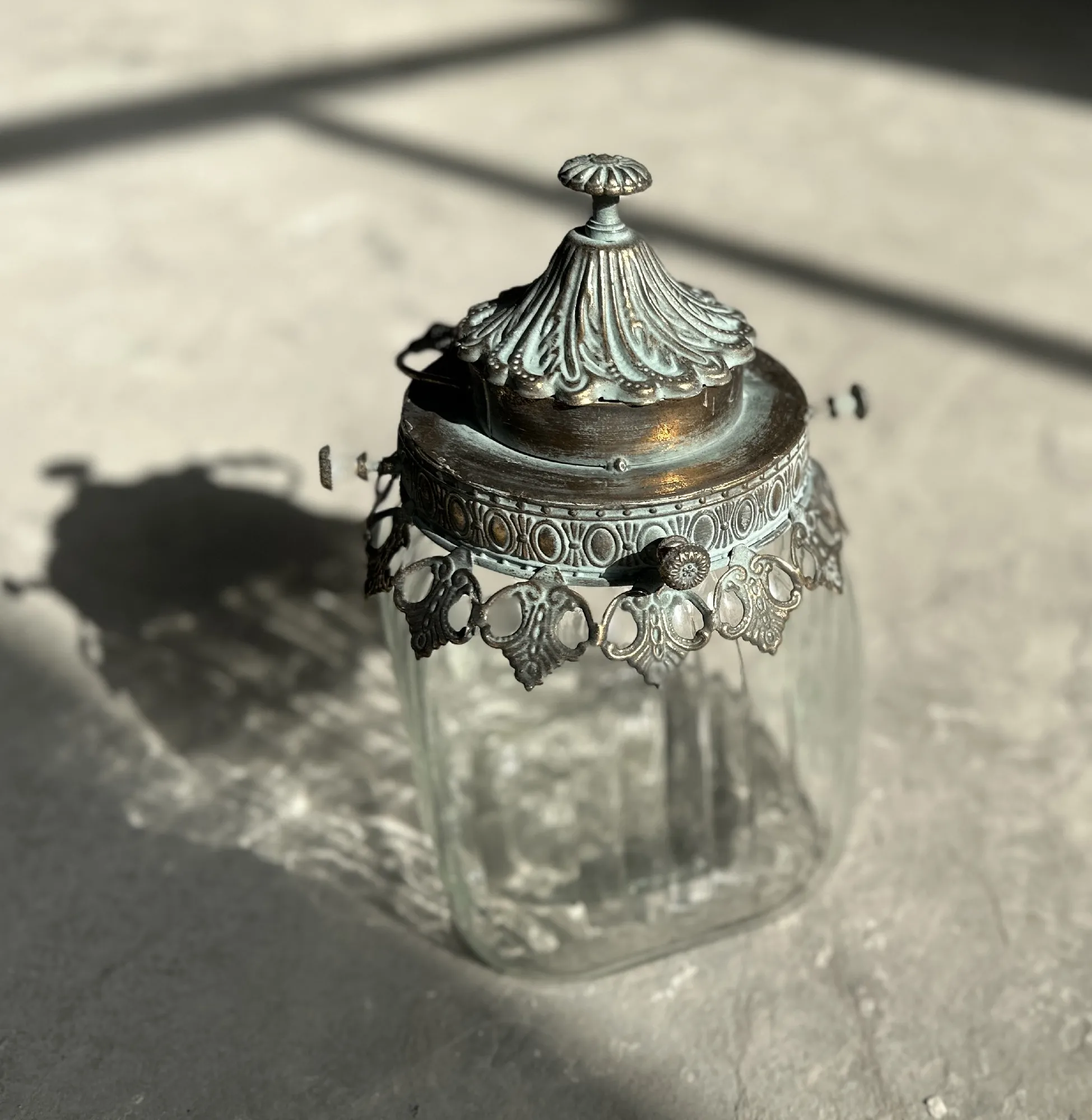 Glaslaterne 'Agnès', B 17 cm, L 17 cm, H 34 cm