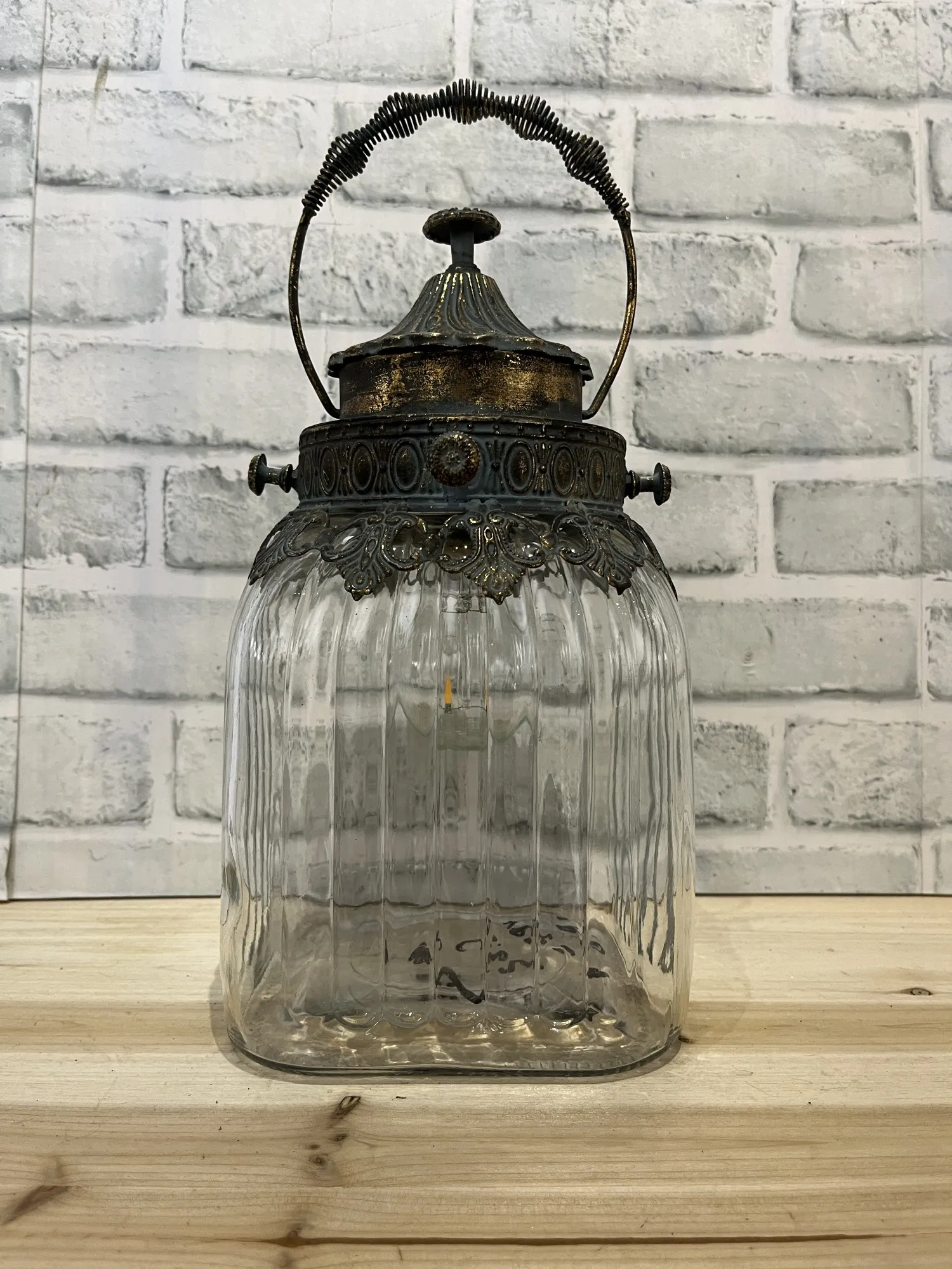 Glaslaterne 'Albertine', B 16 cm, L 16 cm, H 29 cm