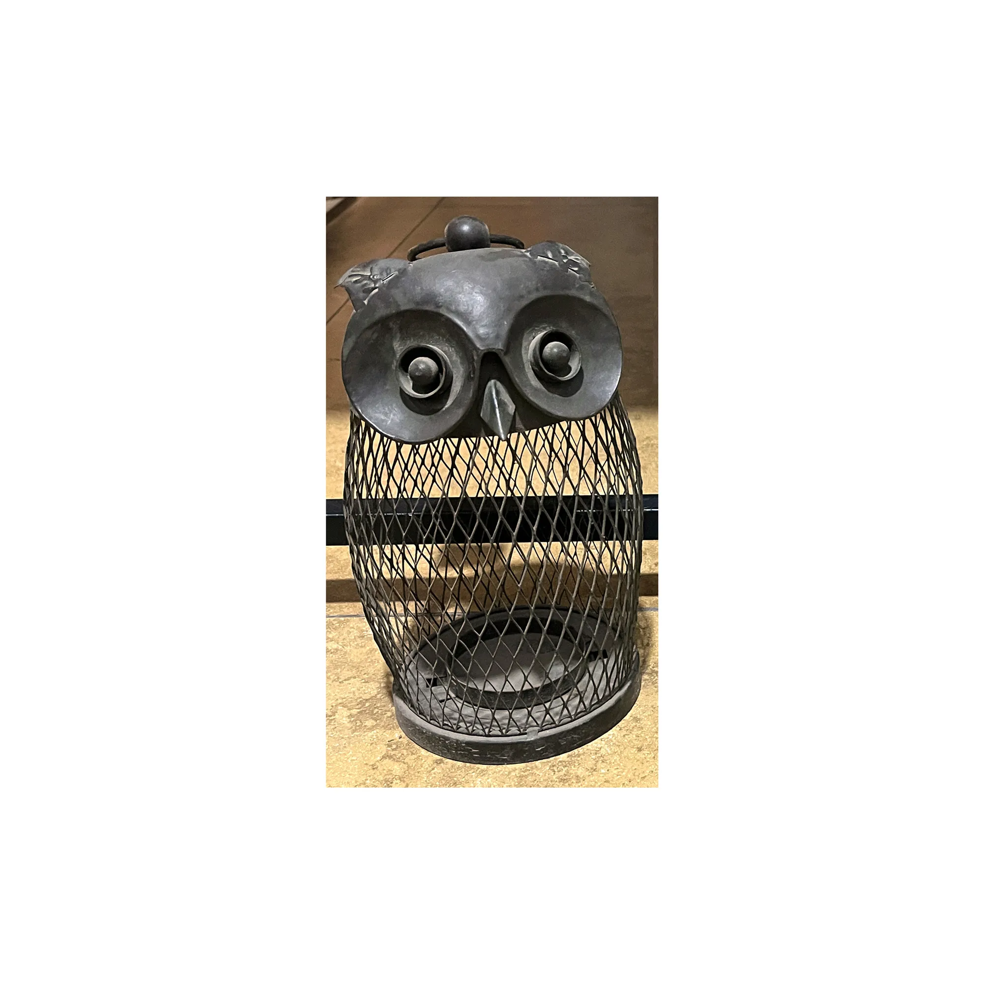 Laterne 'Eule' aus Metall, Ø 15 cm, H 24,5 cm