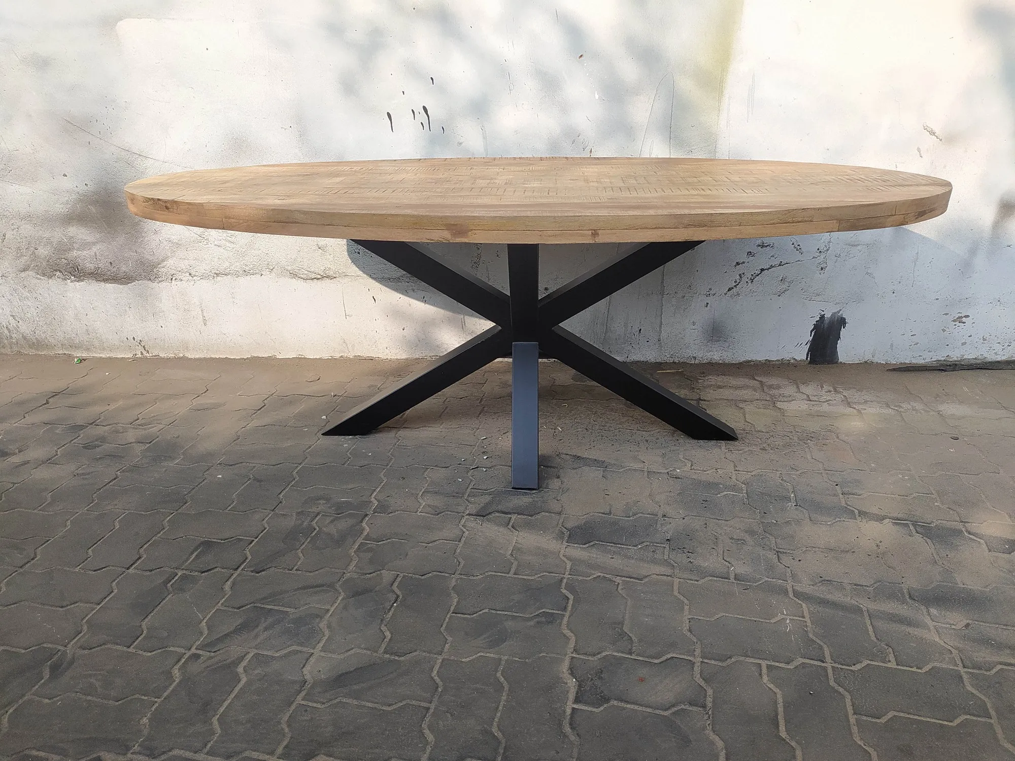 Tisch 'Timmersdorf', Mangoholz und Eisen, natur, schwarz, B 220 cm, L 100 cm, H 78 cm