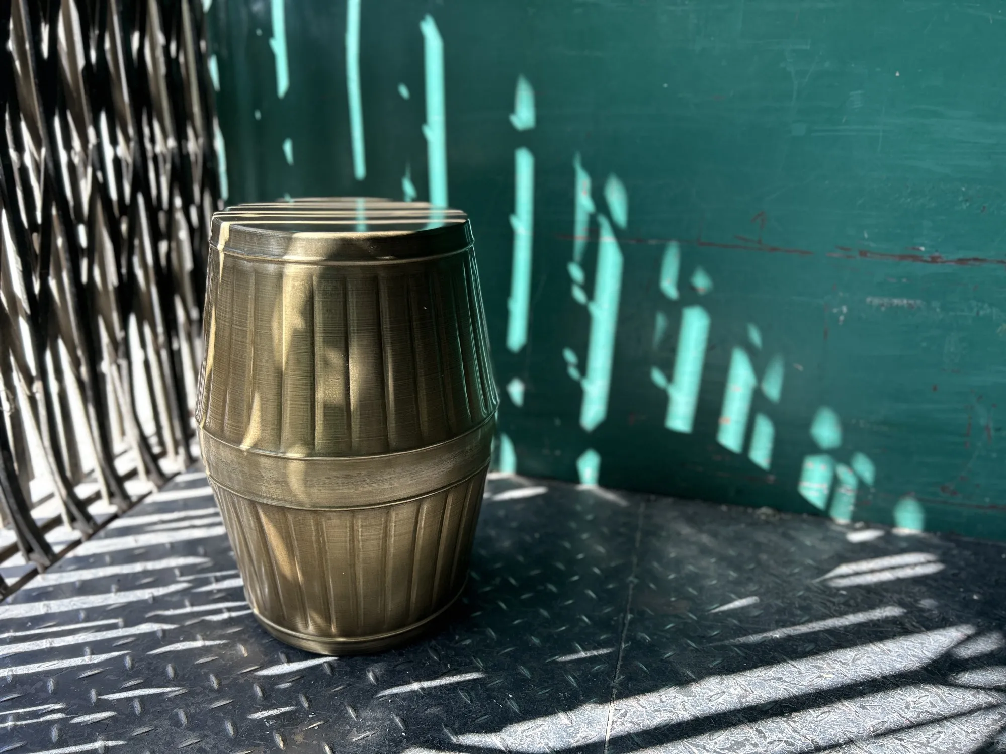 Metallhocker, antik messing, Ø 37 cm, H 49 cm