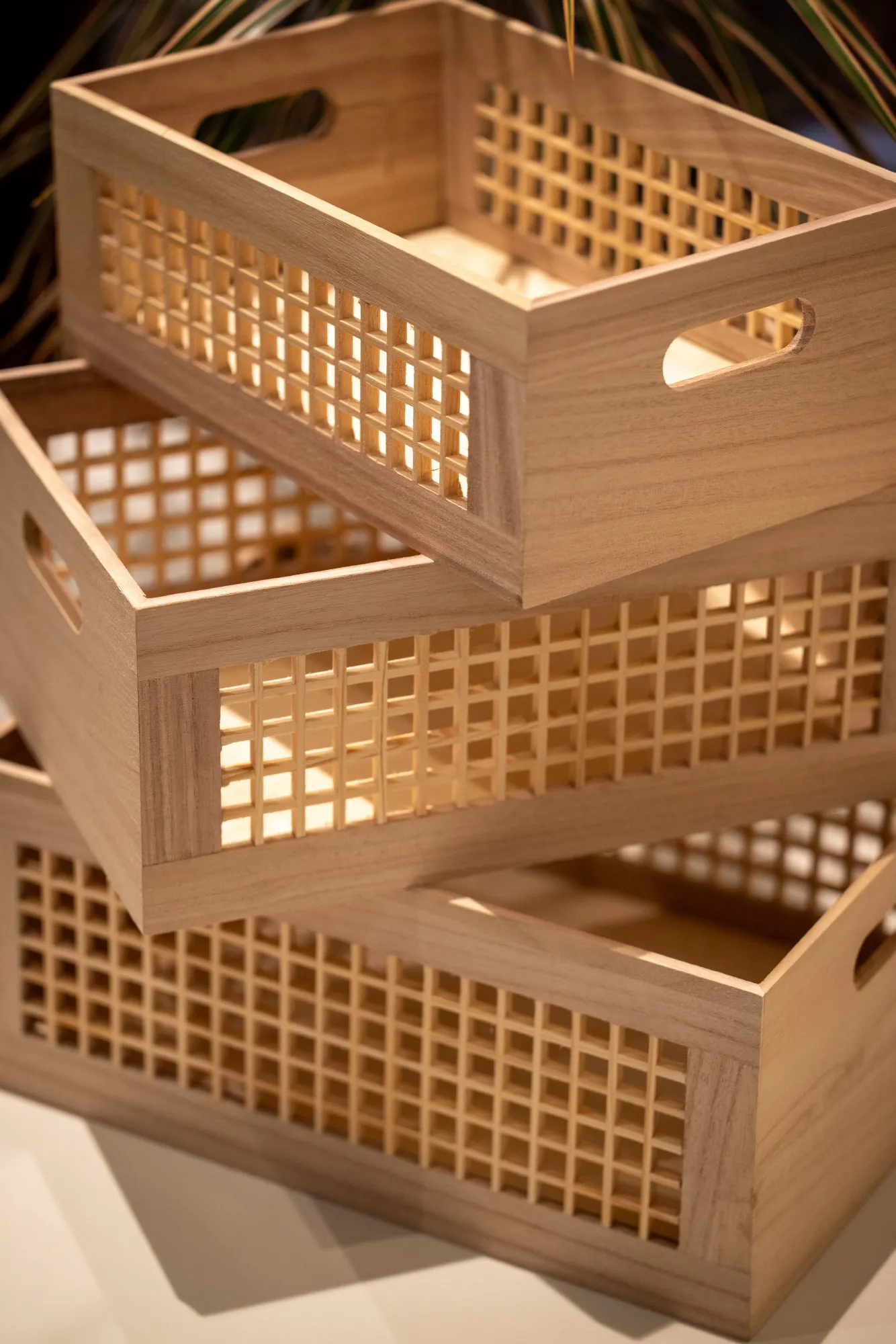 3er-Set Holzkisten, Paulowniaholz natur