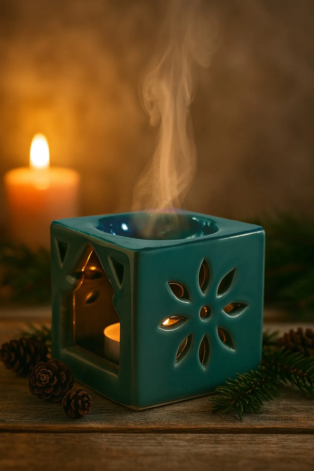 Keramik-Duftlampe, grünblau, Ø 7 cm, H 7 cm