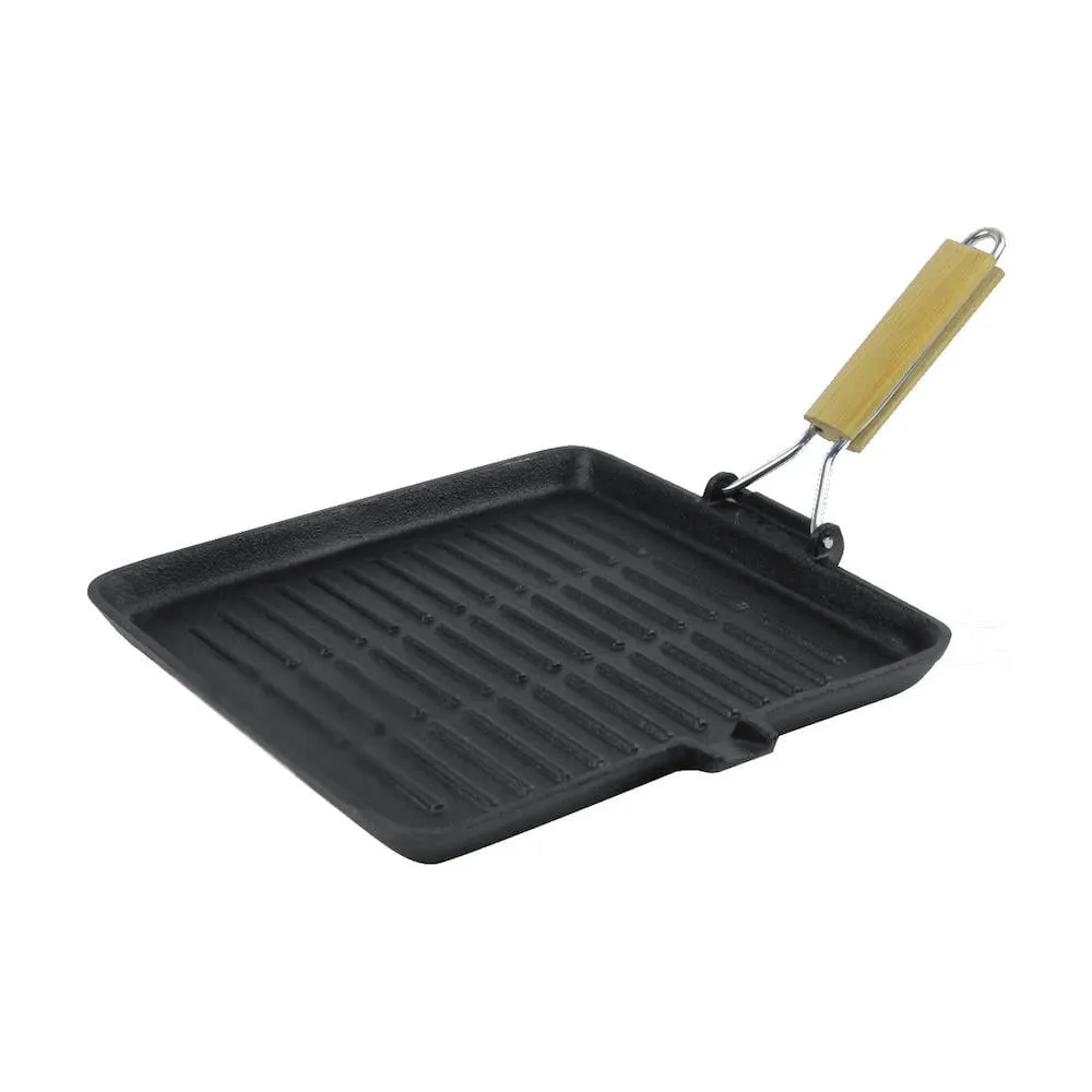 CHEFGASTRO BBQ Grillpfanne mit Holzgriff 28 x 28 x 2 cm