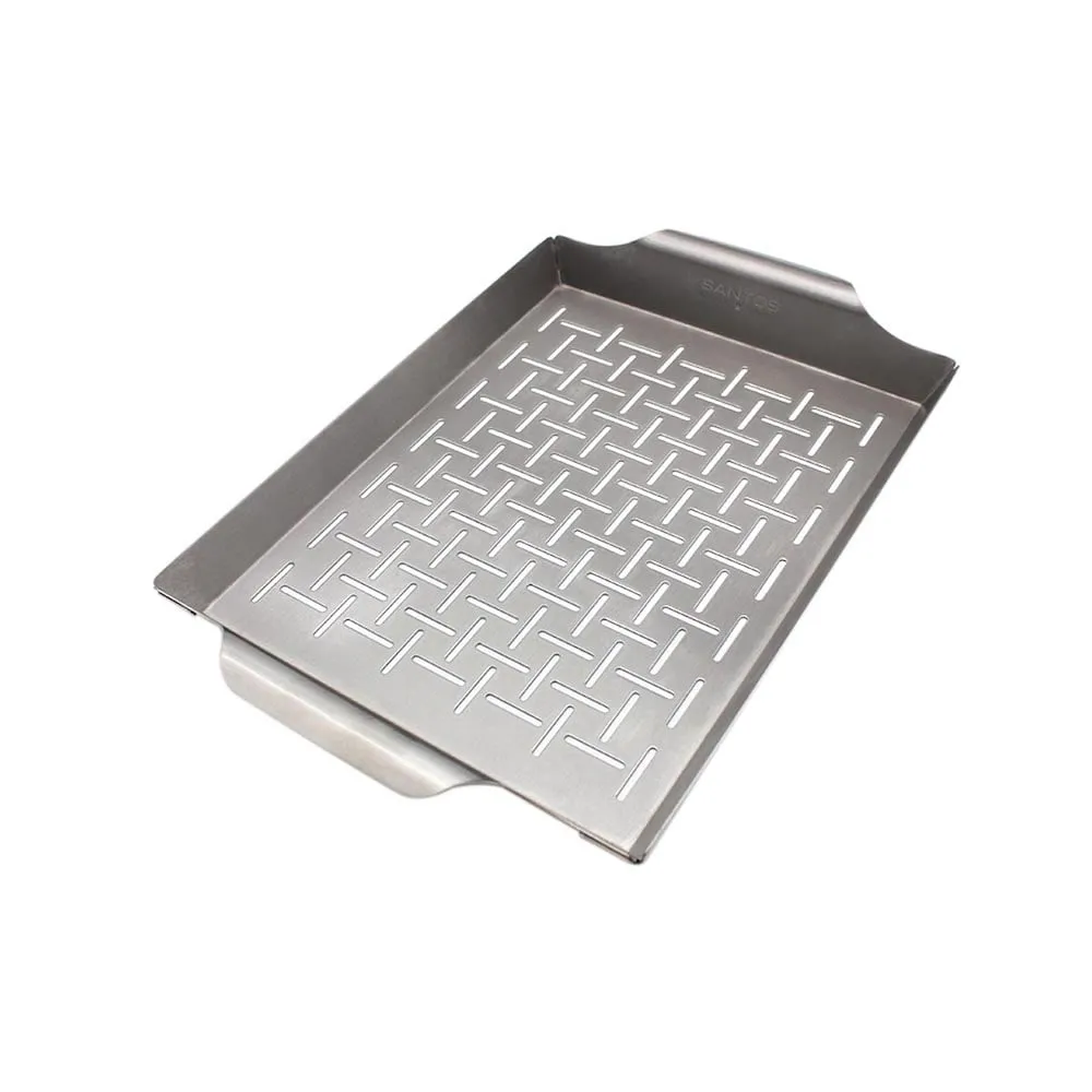 CHEFGASTRO BBQ Gemüsekorb M / Grillpfanne Edelstahl, 33 x 22,4 cm