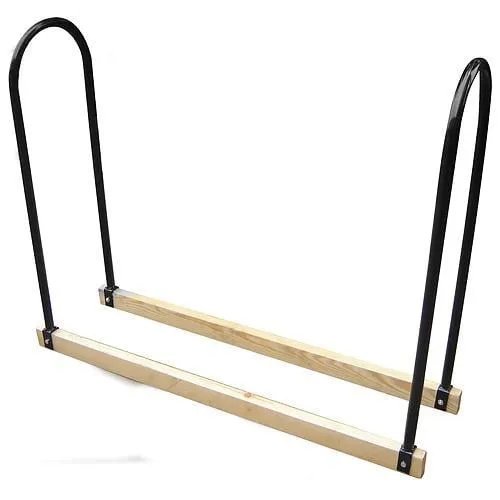 Patrik II Feuerholzregal | Feuerholzregal für drinnen und draussen | Holz und Stahl | schwarz | HxLxB: 92x114x30 cm