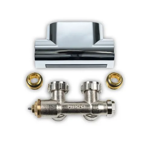 Kermi Ventilhahnblock-Set Eckform in chrom