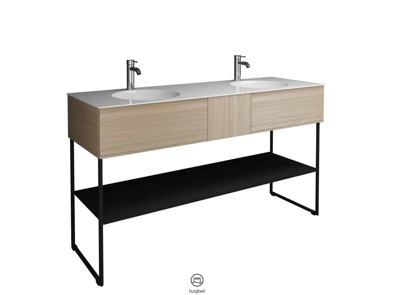 burgbad Badmöbelset „Coco“ in Dunkelgrau Hochglanz