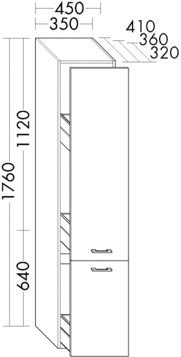 Apothekerschrank, 1 Doppelauszug oben;1 Auszug unten;1 Doppelsteckdose;1 Fönhalter, Metall, graphit, Tiefe: 410 mm, Breite: 450 mm, Höhe: 1760 mm