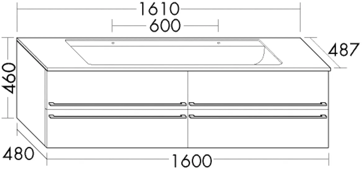 burgbad Badmöbelset „bel“ in Schwarz Hochglanz